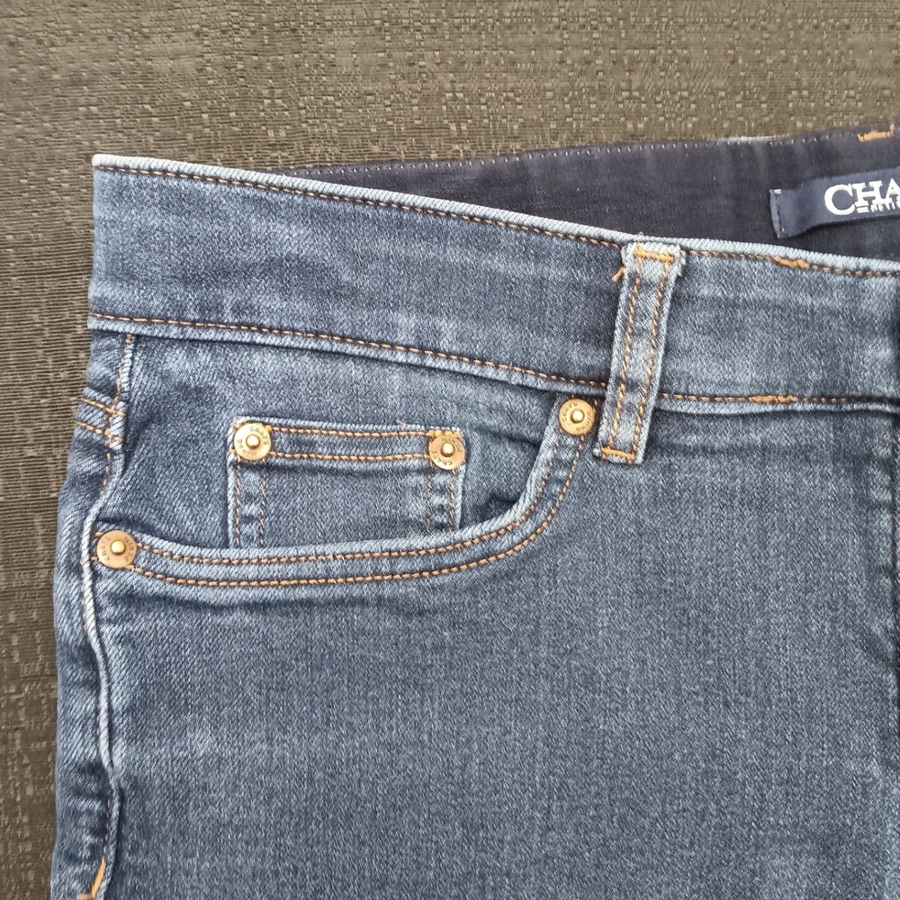 Chaps Petite Womens 10P Medium Wash Skinny Denim Jeans Blue Elastic Waistband - Picture 9 of 13